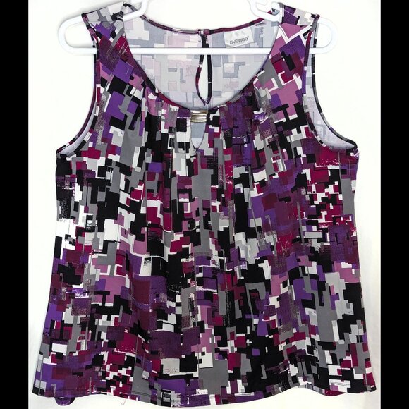 Wow AVENUE 18/20 22/24 2X Multicolor Postmodern Pattern Stretch Sleeveless Top - Picture 1 of 3